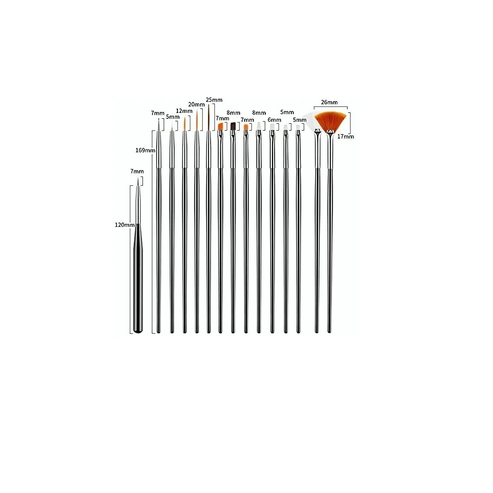 Kit  31 Pz De Pinceles Para Uñas Acrilico Manicura y Decoración