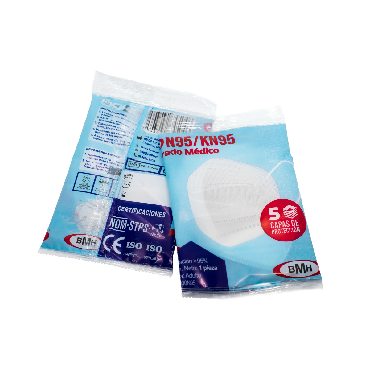 Cubrebocas KN95 / N95 Grado Médico Certificado 5 Capas de Protección Color Rojo 100 Pz