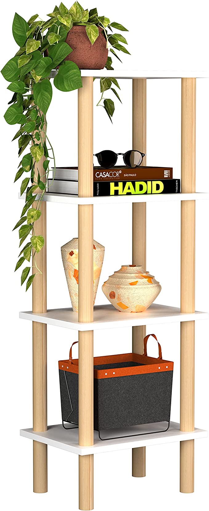 Librero Kiwi Mueble para Casa u Oficina Moderno Color Blanco, Estilo Minimalista, 111 cm Altura x 40 cm Ancho x 30 cm Fondo. Mesa Auxiliar de Almacenamiento Tipo Archivero o Armario para Organizar.