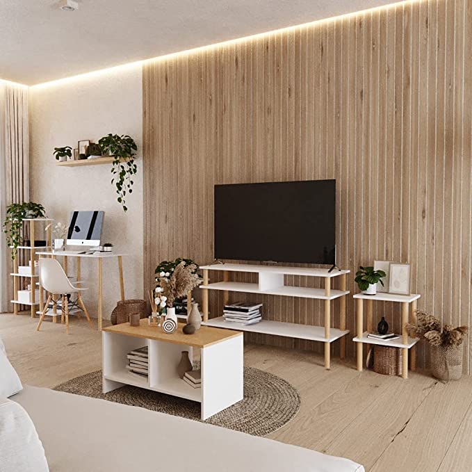 Librero Kiwi Mueble para Casa u Oficina Moderno Color Blanco, Estilo Minimalista, 111 cm Altura x 40 cm Ancho x 30 cm Fondo. Mesa Auxiliar de Almacenamiento Tipo Archivero o Armario para Organizar.