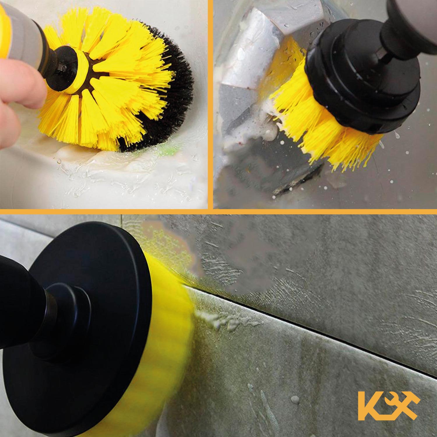 Cepillo para Taladro Juego 3 Piezas para Limpieza Cerdas Multiusos 300158 Kingsman 