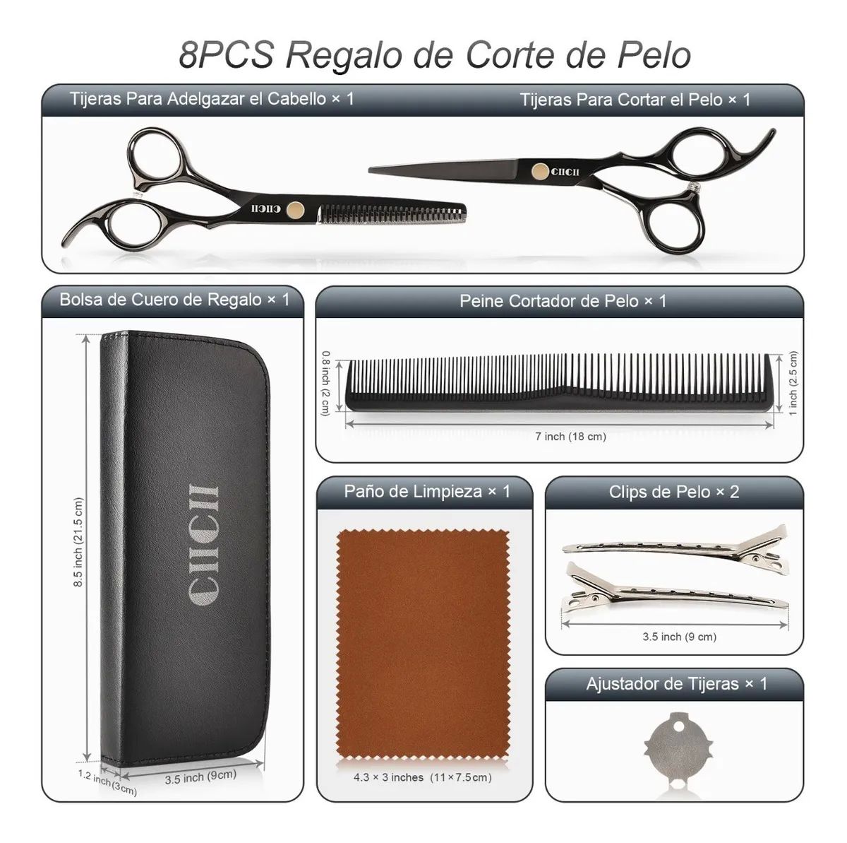 Tijeras de Barbero Kit Cortadoras De Cabello