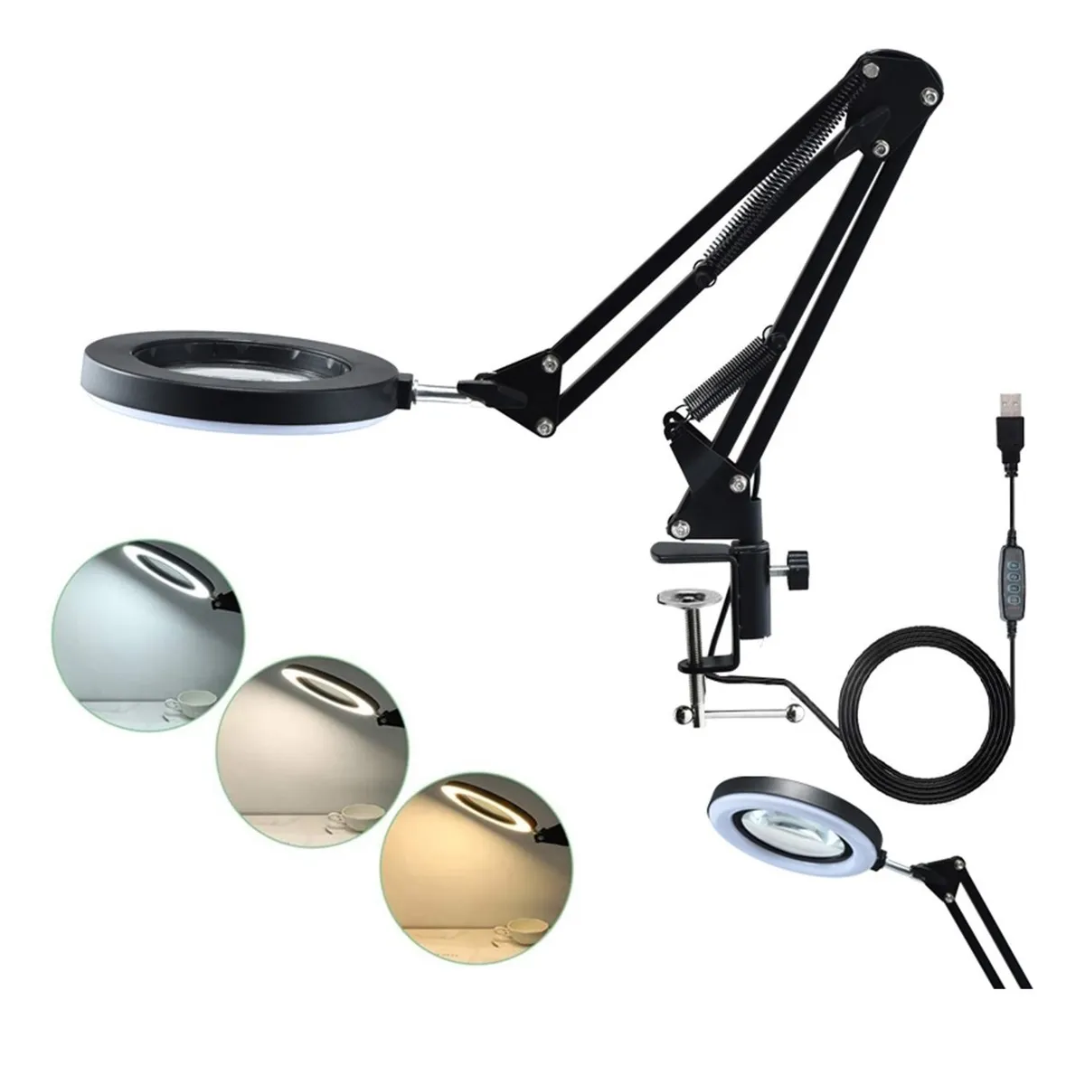 Lámpara Led De Escritorio Con Lupa De 3 Colores De 10x