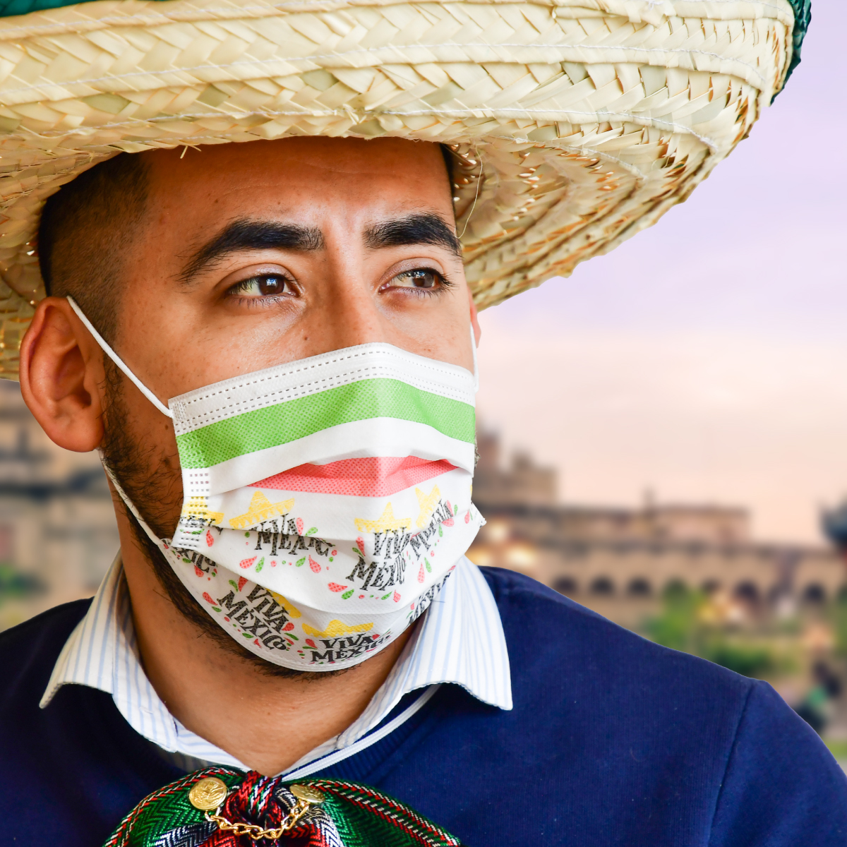 Cubrebocas de Colores Patrios, Cubrebocas Tricapa Termosellado Mexico 50 pzas