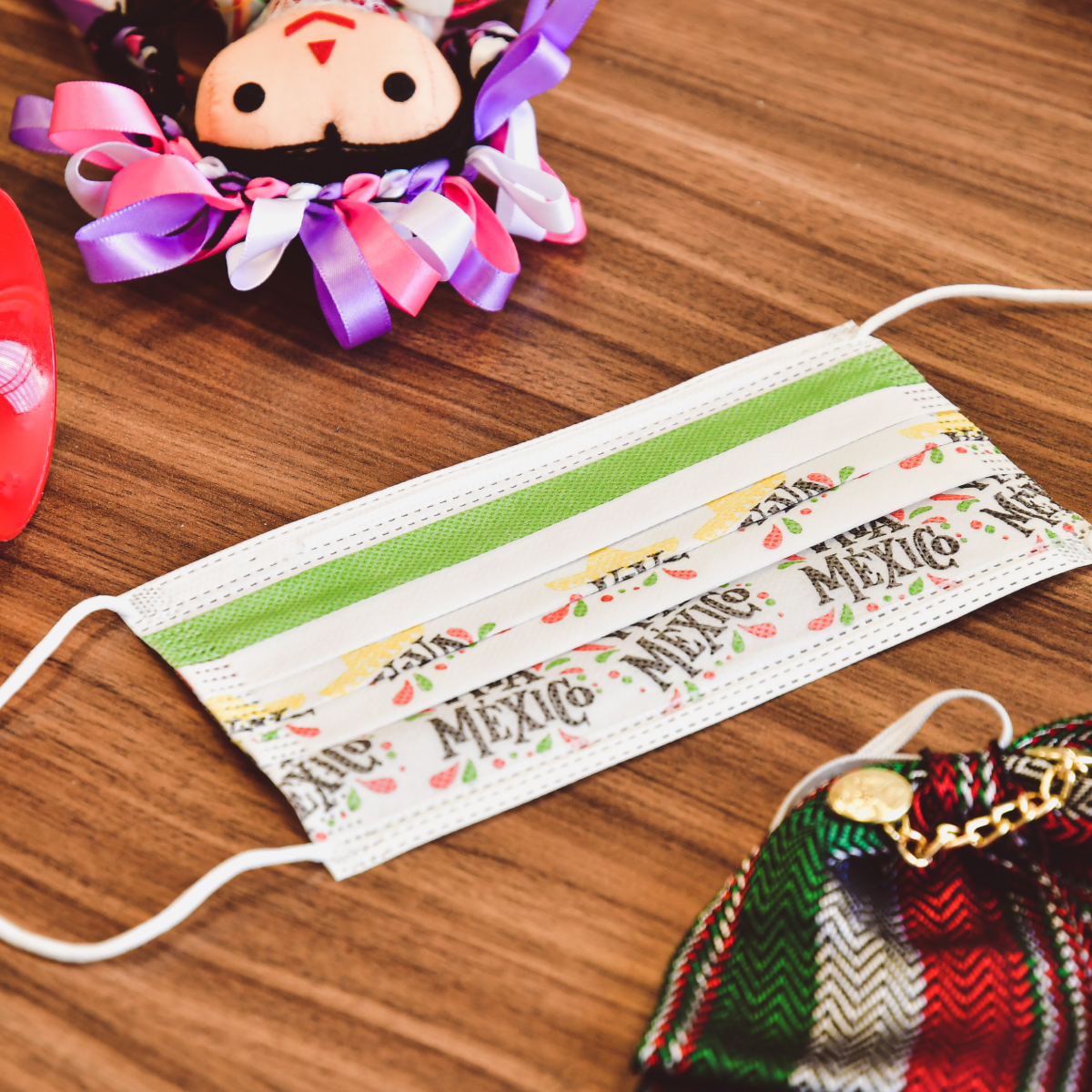 Cubrebocas de Colores Patrios, Cubrebocas Tricapa Termosellado Mexico 50 pzas