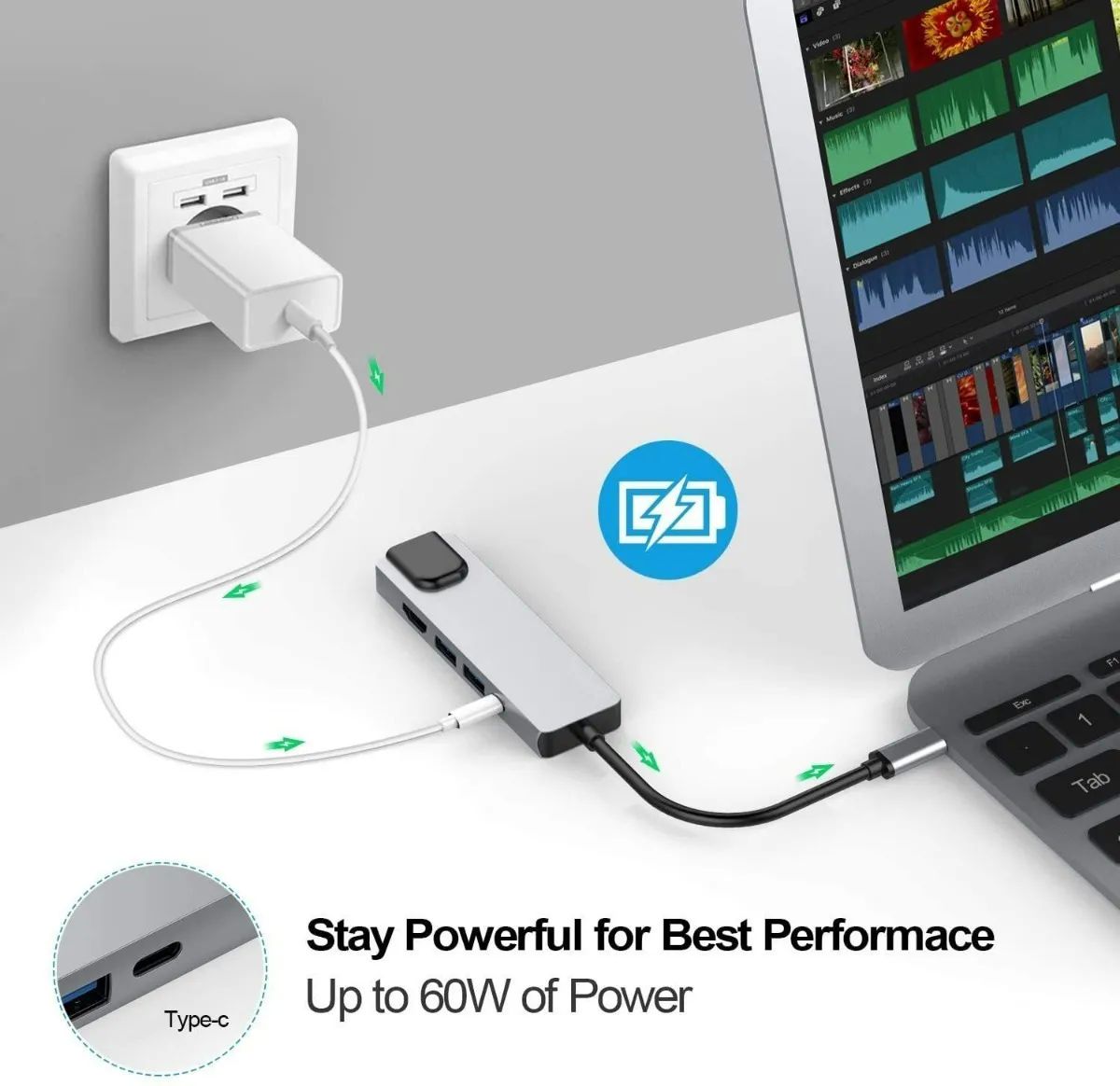 Tipo C Hub 5 En 1 Adaptador Usb C A Hdmi Con Ethernet