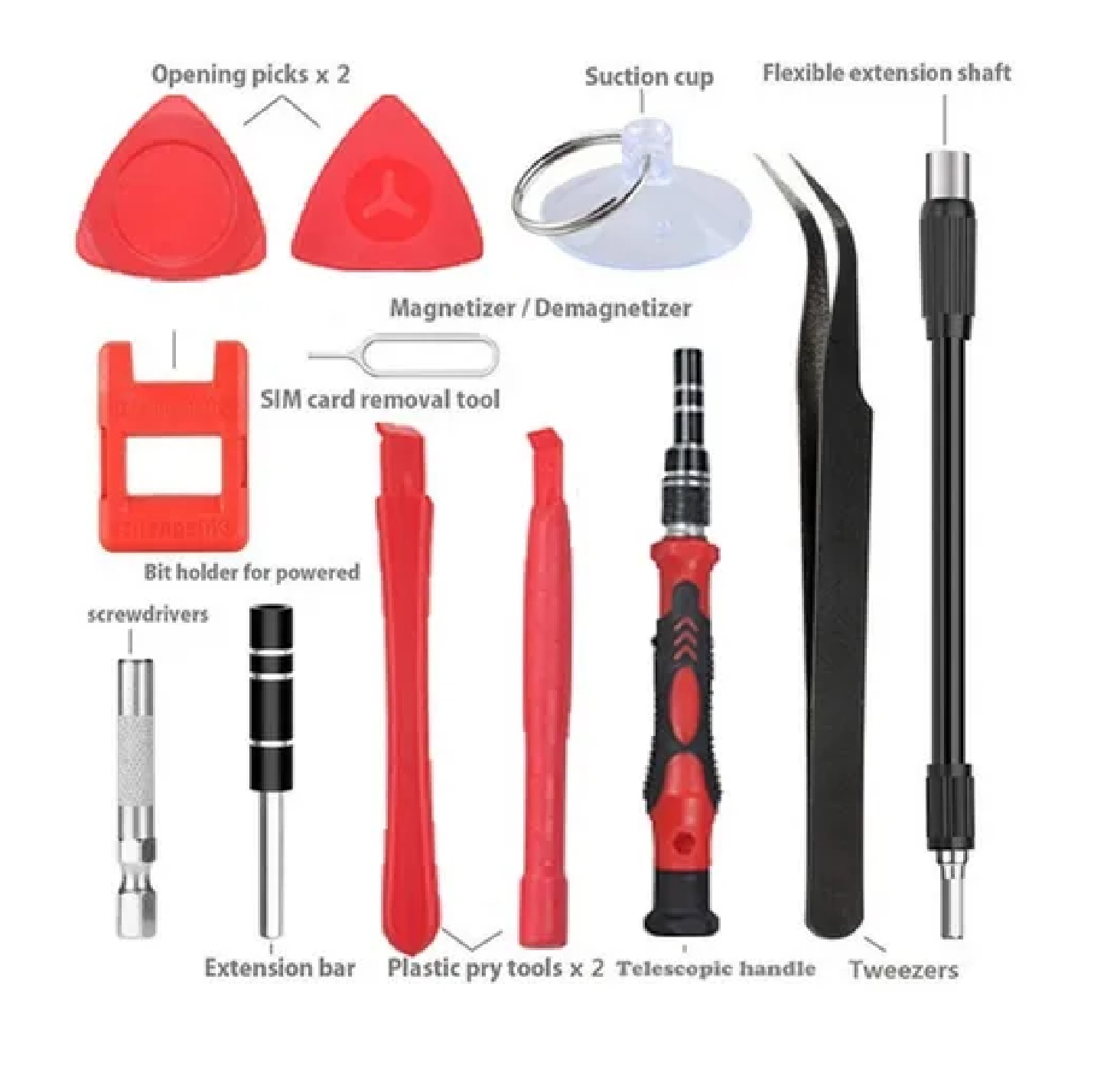 Kit De Desarmador Herramientas Reparo Precision Rojo