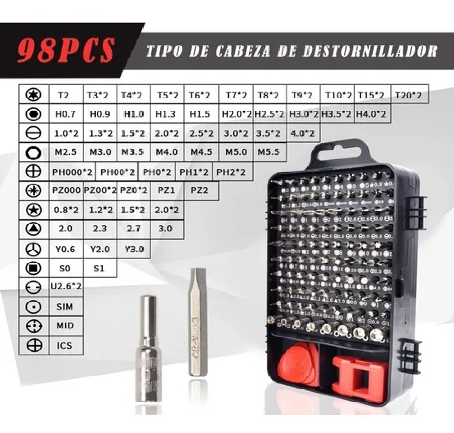 Kit De Desarmador Herramientas Reparo Precision Rojo