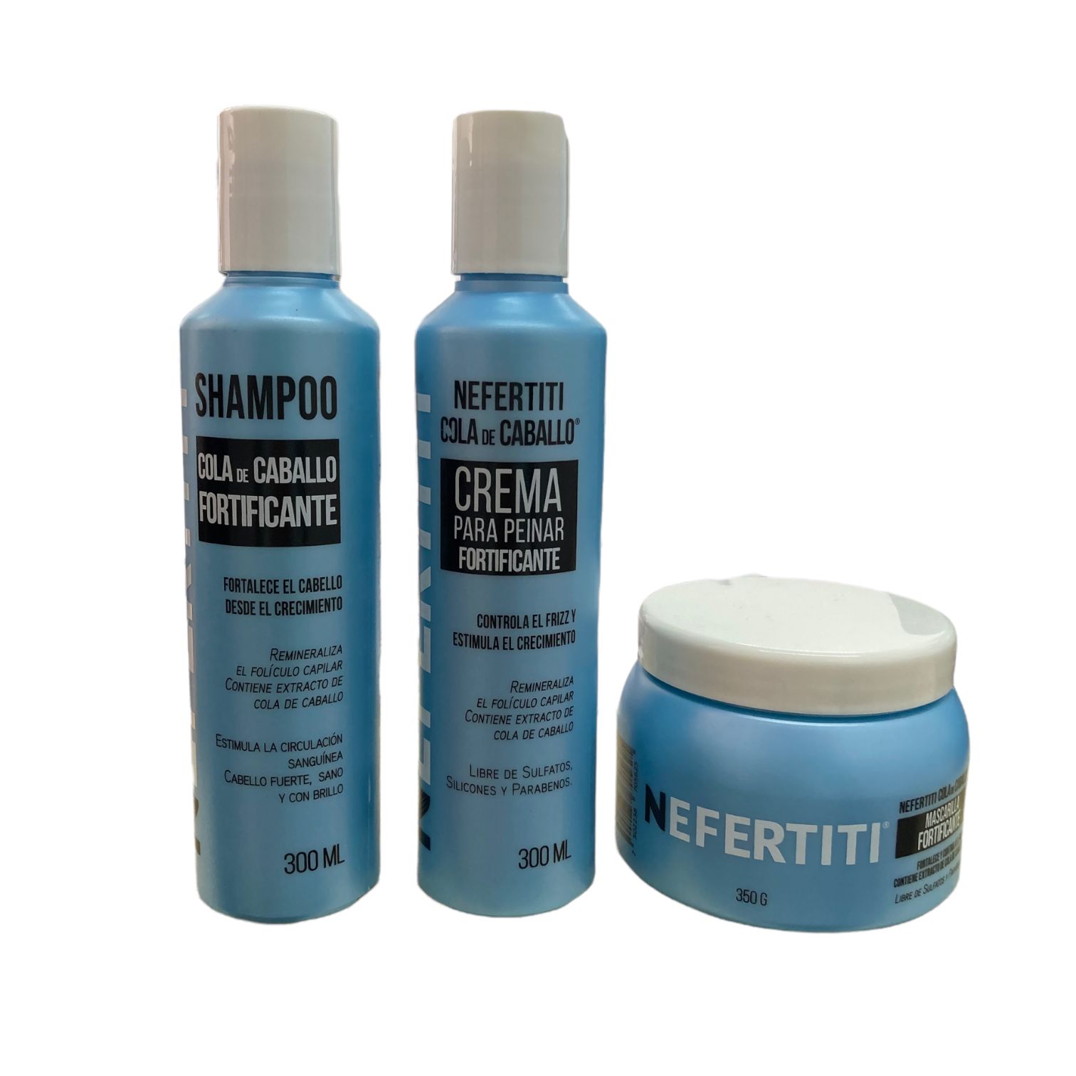 Nefertiti Shampoo + Crema para peinar + mascarilla Cola de caballo