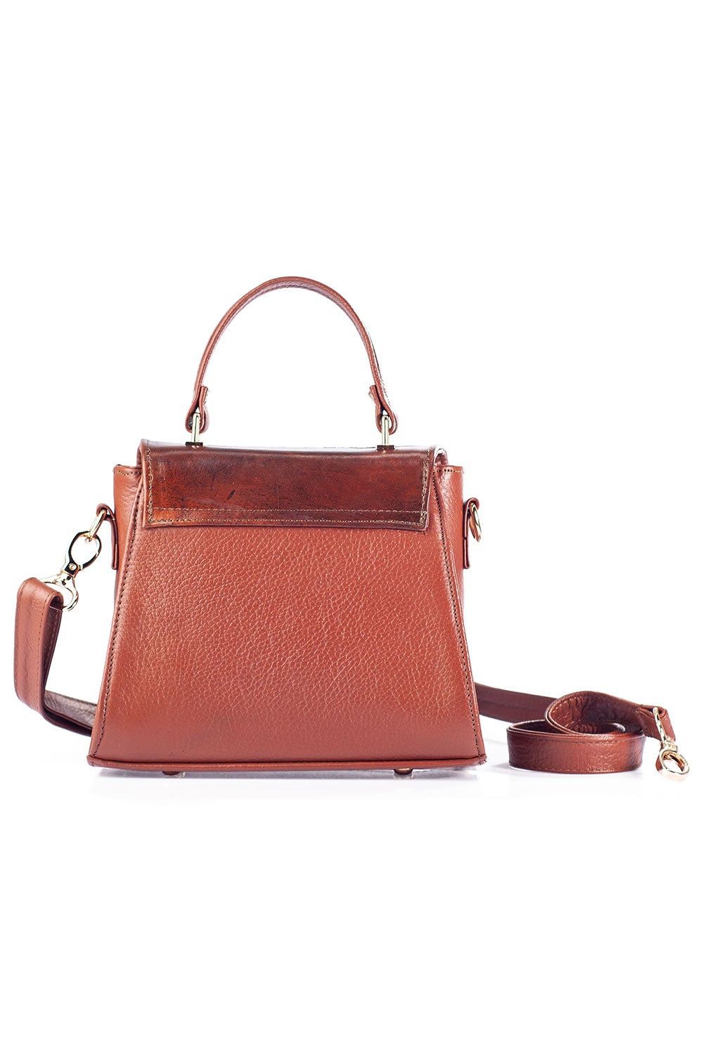 Bolso tipo Satchel A AÁNGELOZANO de piel vacuna, cincelado y pintado a mano, Modelos Ely