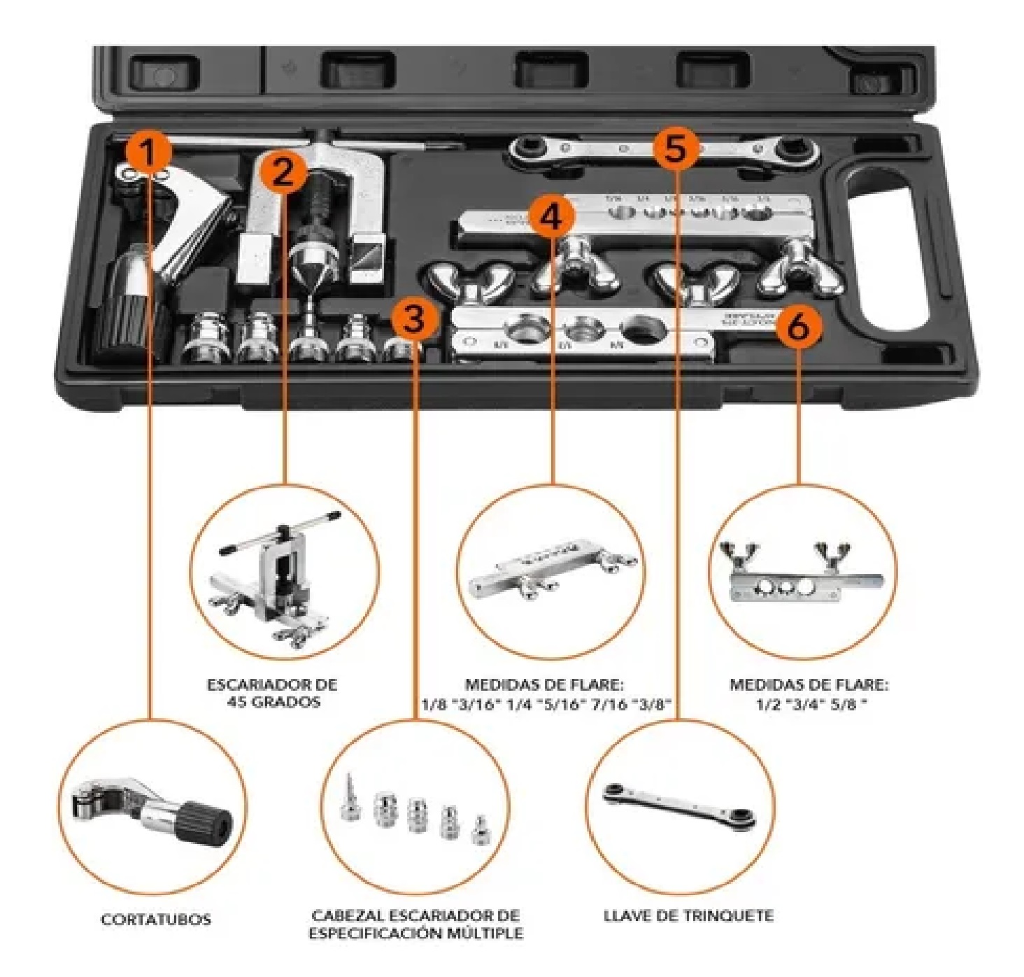 Juego De Avellanador Súper Completo C/corta Tubo