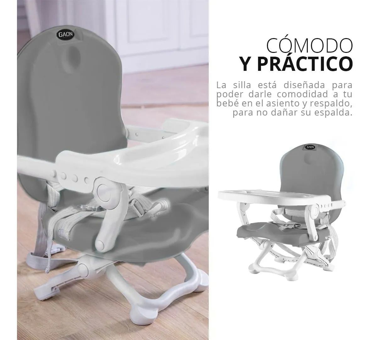 Silla Periquera de Bebe Portátil Plegable con Altura Regulable con