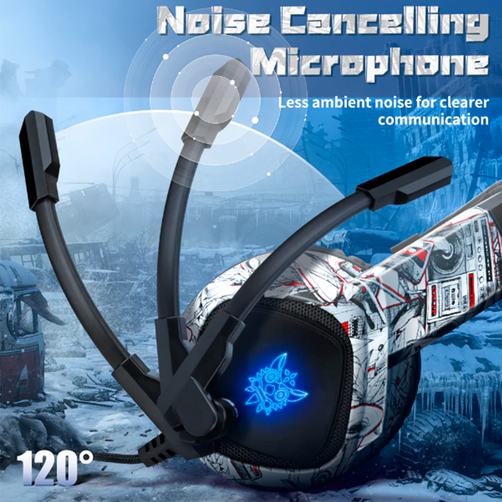 Audifonos gamer con microfono y luz led Onikuma K19 camuflaje blanco