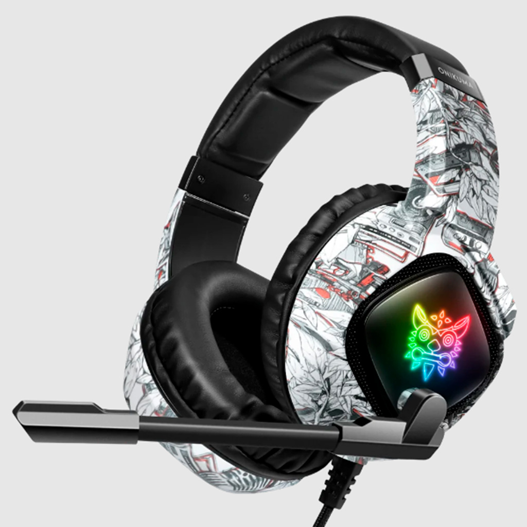 Audifonos gamer con microfono y luz led Onikuma K19 camuflaje blanco