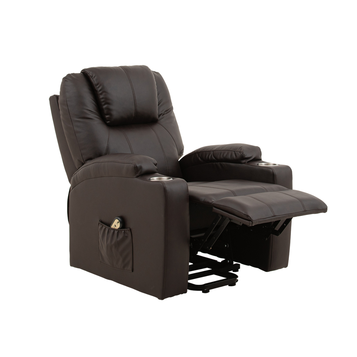 Sillón Reclinable Phoenix Eléctrico de Tacto Piel con Elevador, Masajeador y Calefacción color Gris