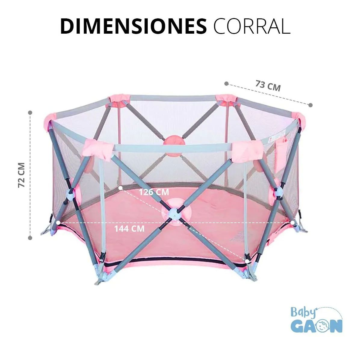 Corral Para Bebe Plegable Rosa