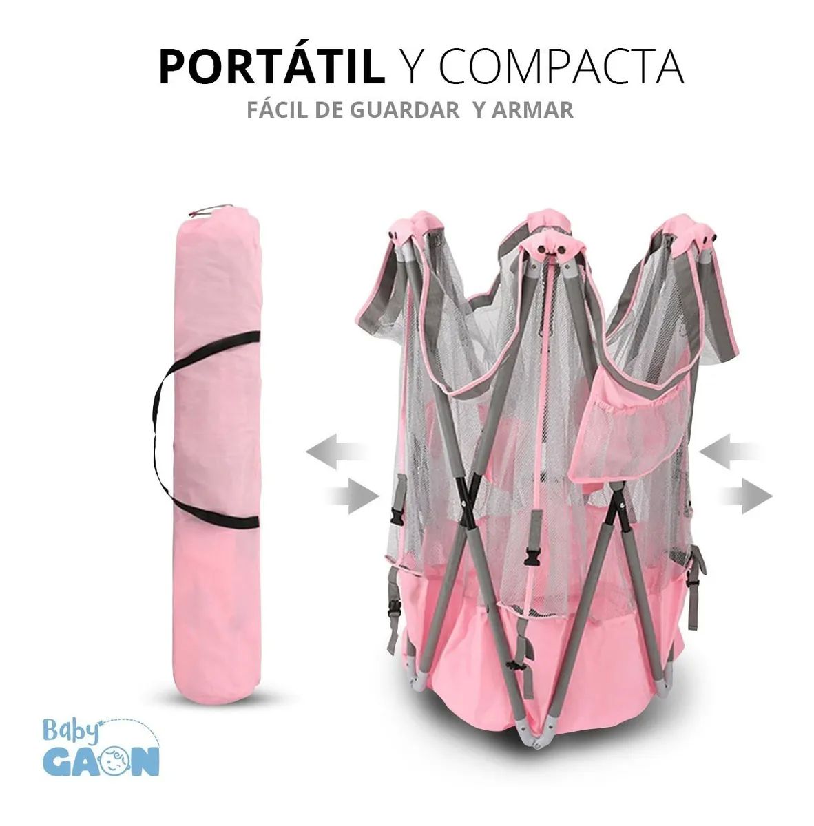Corral Para Bebe Plegable Rosa