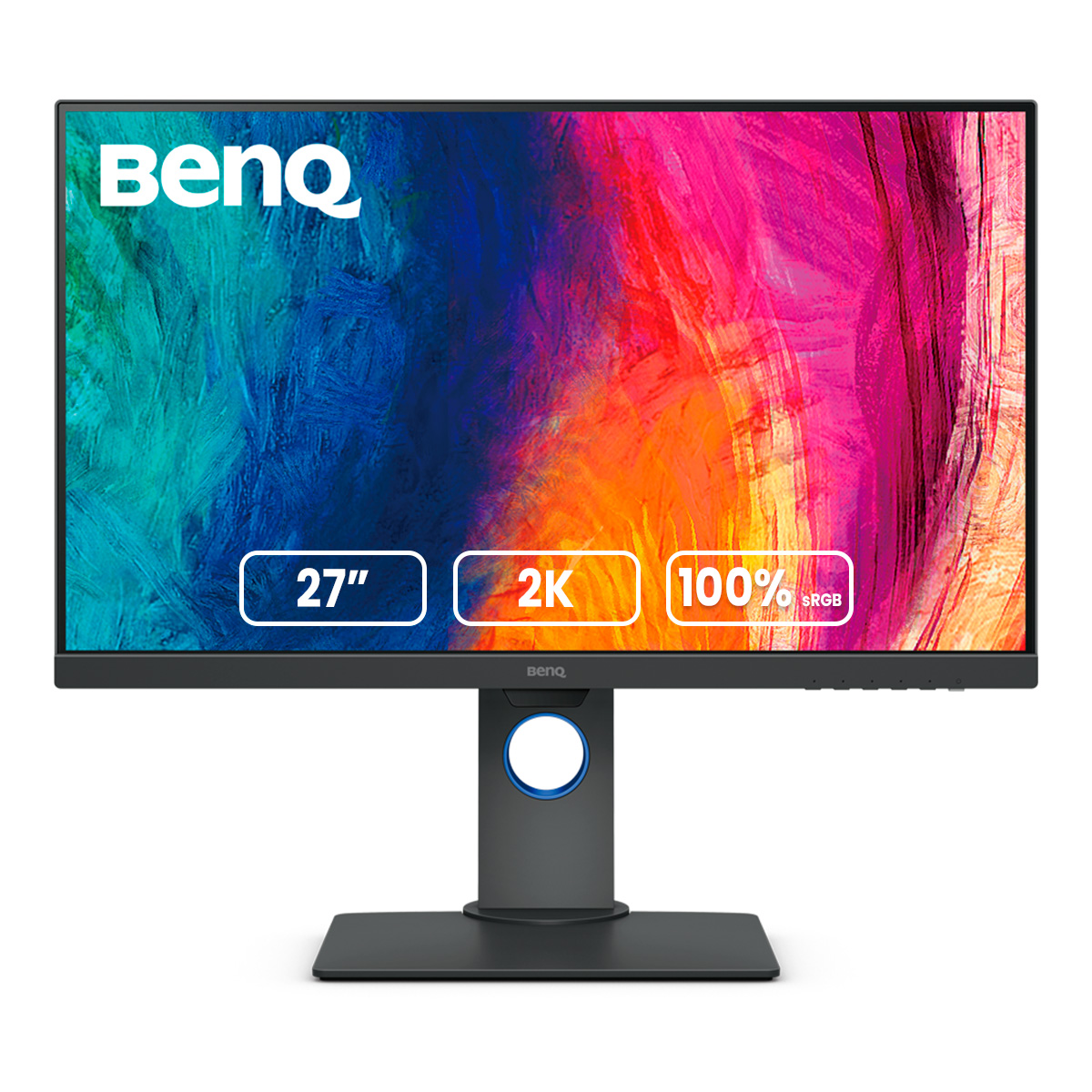 Monitor de Diseño BenQ 27 pulgadas 2K AQ Color (PD2705Q), Compatible con Mac,2560p LED, IPS, 100% Rec. 709, 100% sRGB, 10 bit, CAD/CAM, Animación, Modo cuarto obscuro, Modo doble vista, Low Blue Light, Anti reflejante, Flicker-free, AMA, Brightness Intelligence, altura/inclinación ajustable, HDMI, DP