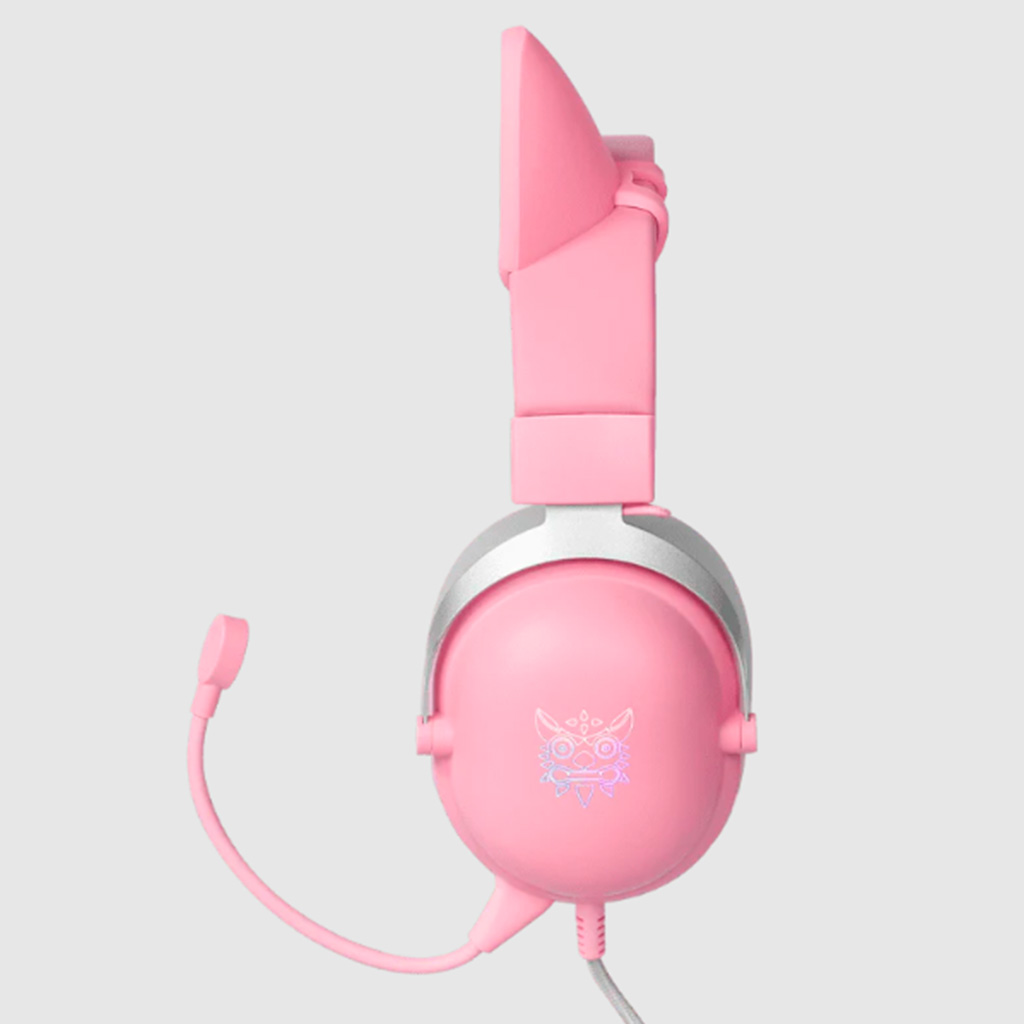 Audifonos gamer con microfono y luz led Onikuma X11 rosa