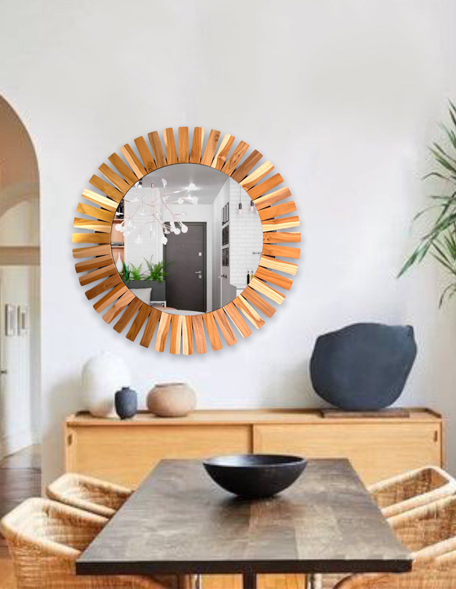 Espejo Sol Fabricado en Madera