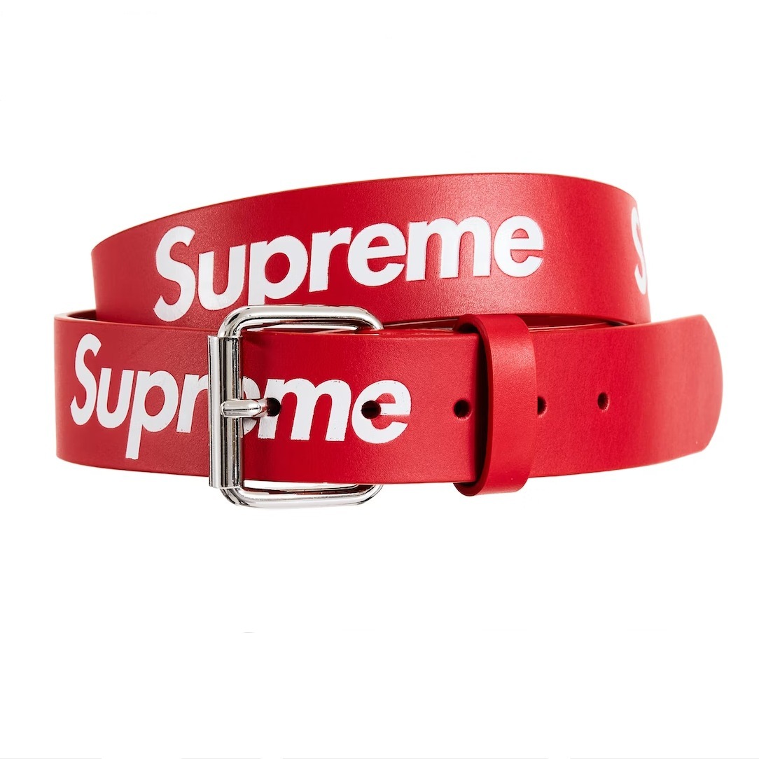 Supreme Repeat Leather Belt Red