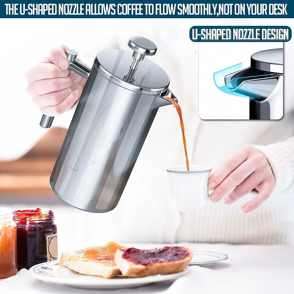 Cafetera Estilo Prensa Francesa De Acero Inoxidable