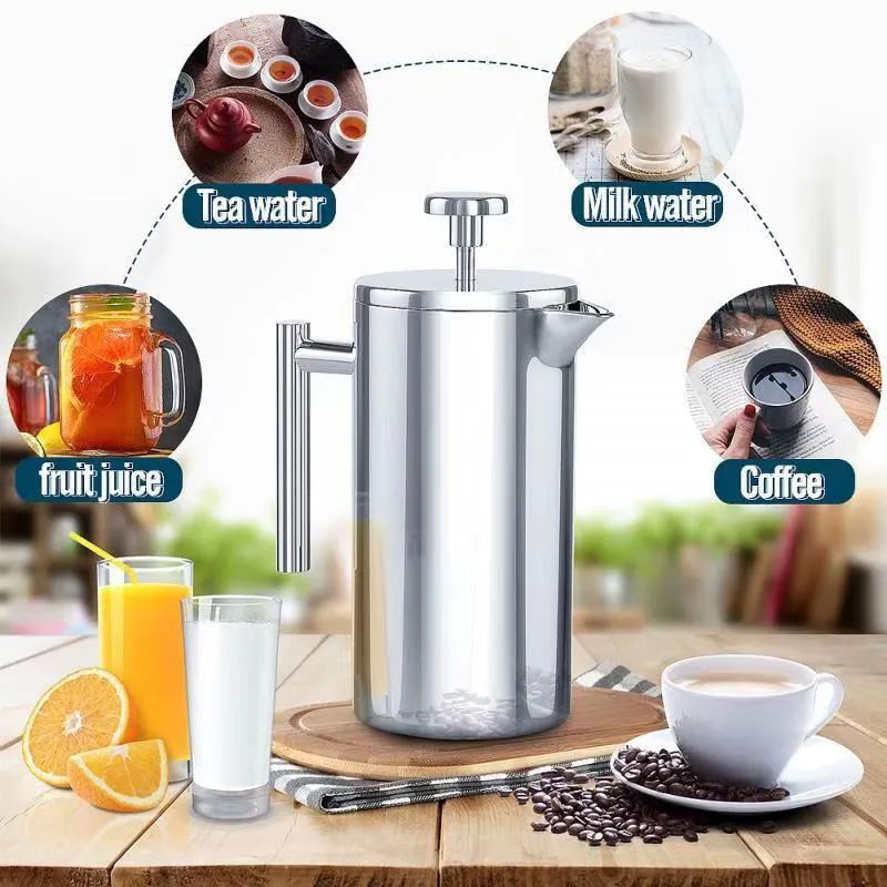 Cafetera Estilo Prensa Francesa De Acero Inoxidable