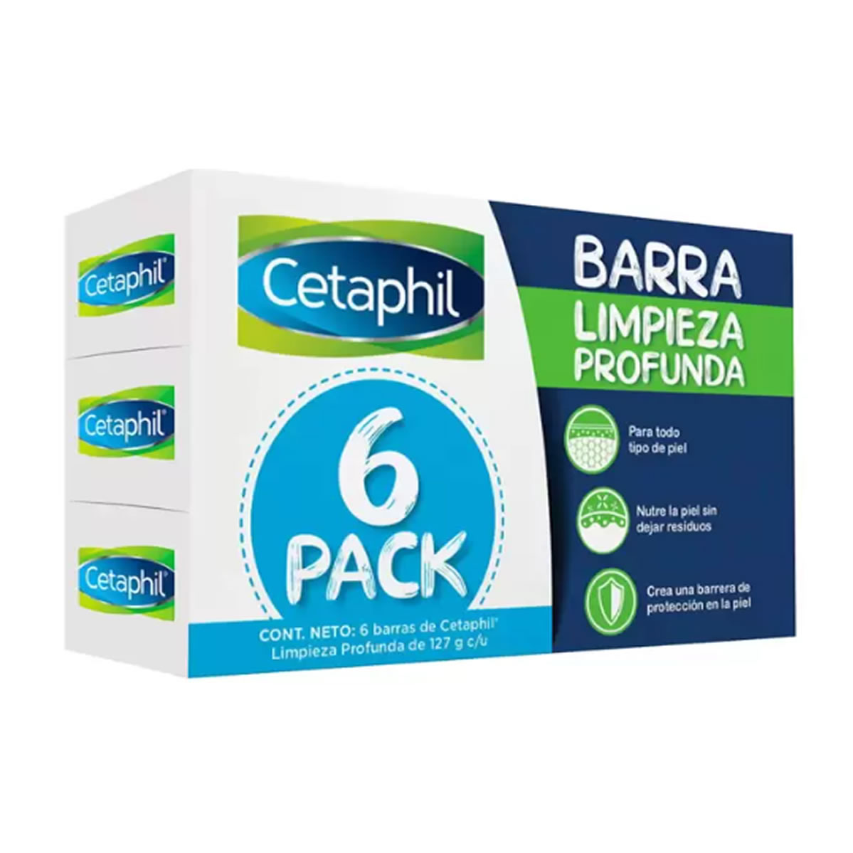 Jabón Corporal en Barra Cetaphil 6 pzas de 127g. c/u
