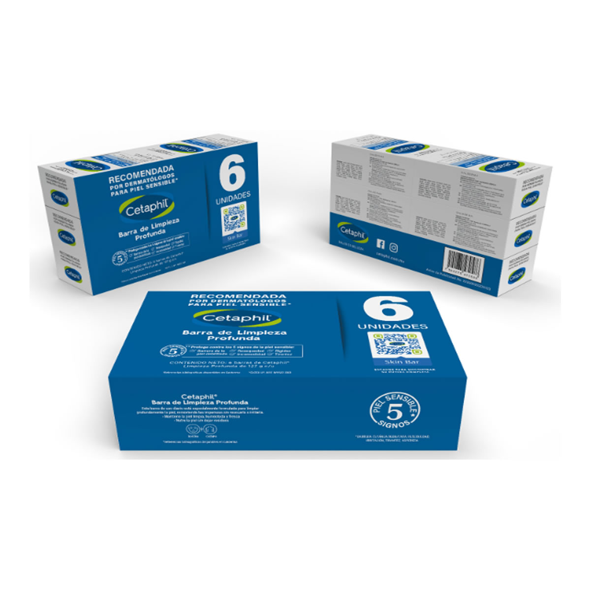 Jabón Corporal en Barra Cetaphil 6 pzas de 127g. c/u