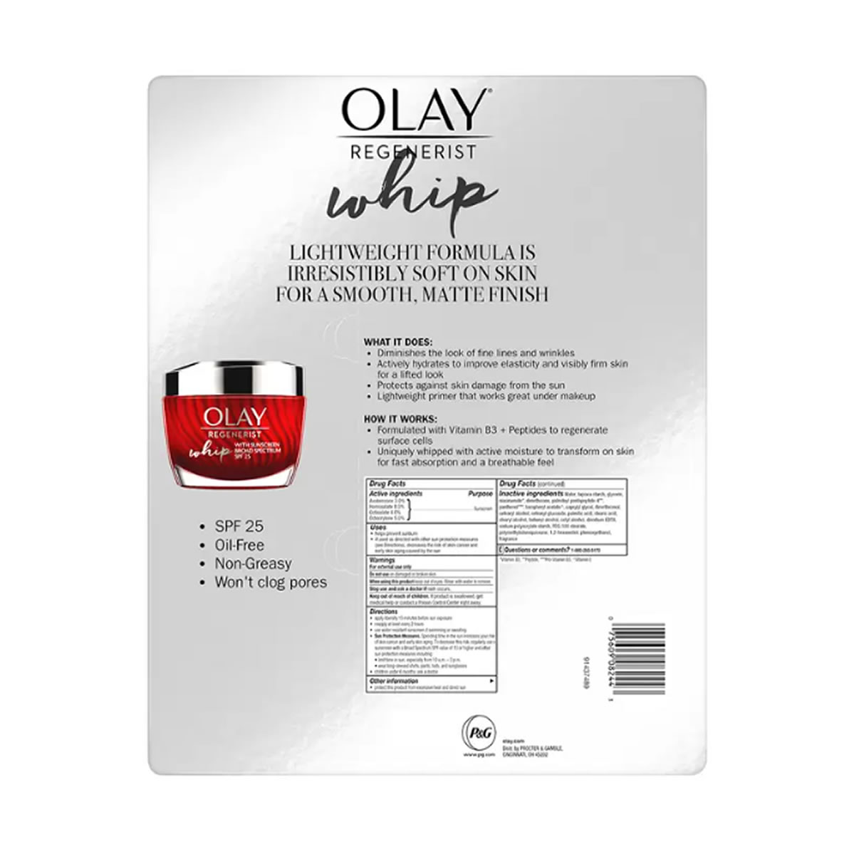 Crema Hidratante Facial Olay Regenerist Whip 2 pz de 48g c/u
