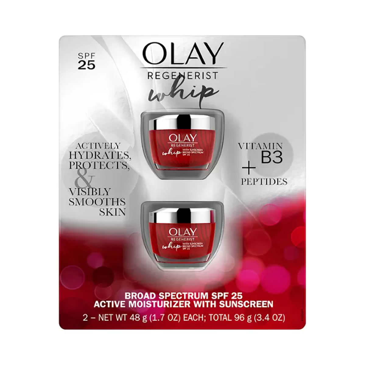 Crema Hidratante Facial Olay Regenerist Whip 2 pz de 48g c/u