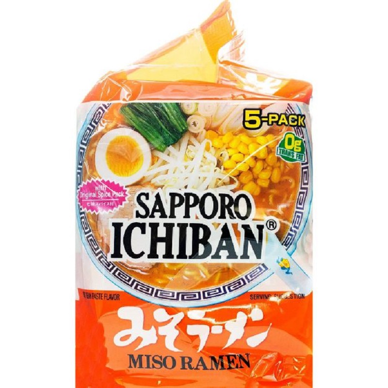 Ramen Fideos Sopa Sapporo Ichiban Soy Bean Paste Miso - 17.75oz/5ct