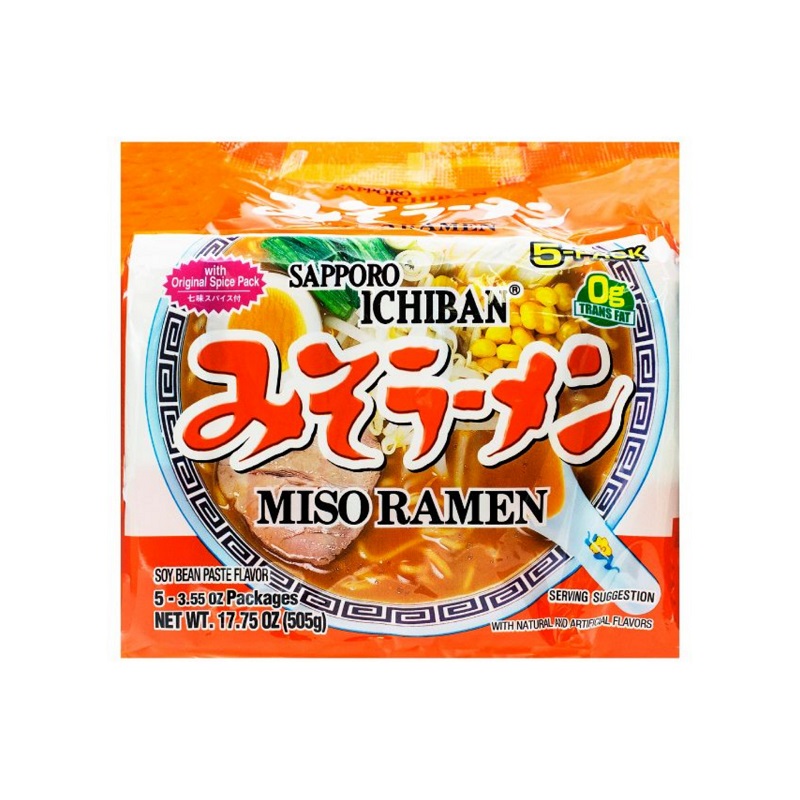 Ramen Fideos Sopa Sapporo Ichiban Soy Bean Paste Miso - 17.75oz/5ct