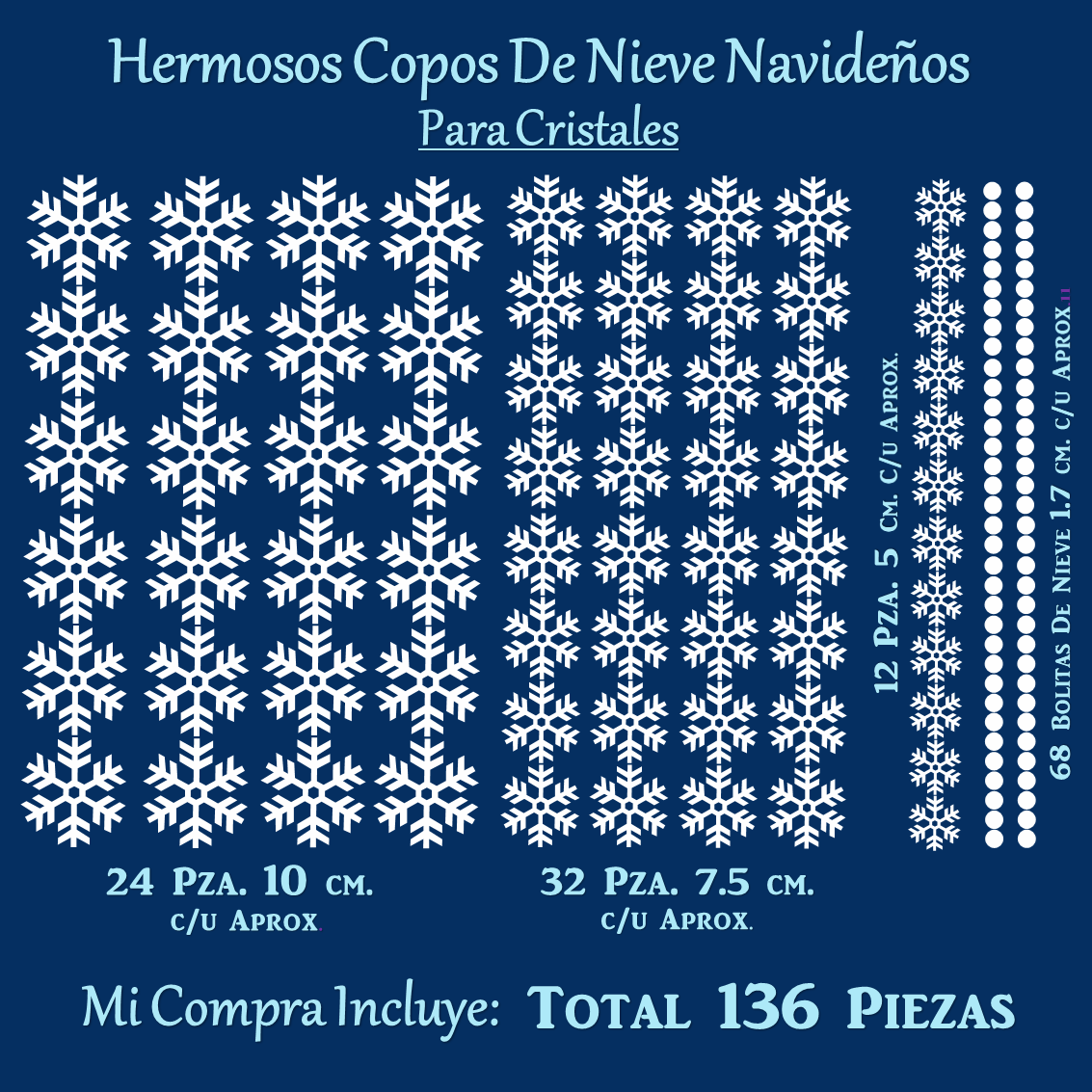 Copos De Nieve Navideños Reutilizables Adorno Para Ventanas, Aparadores