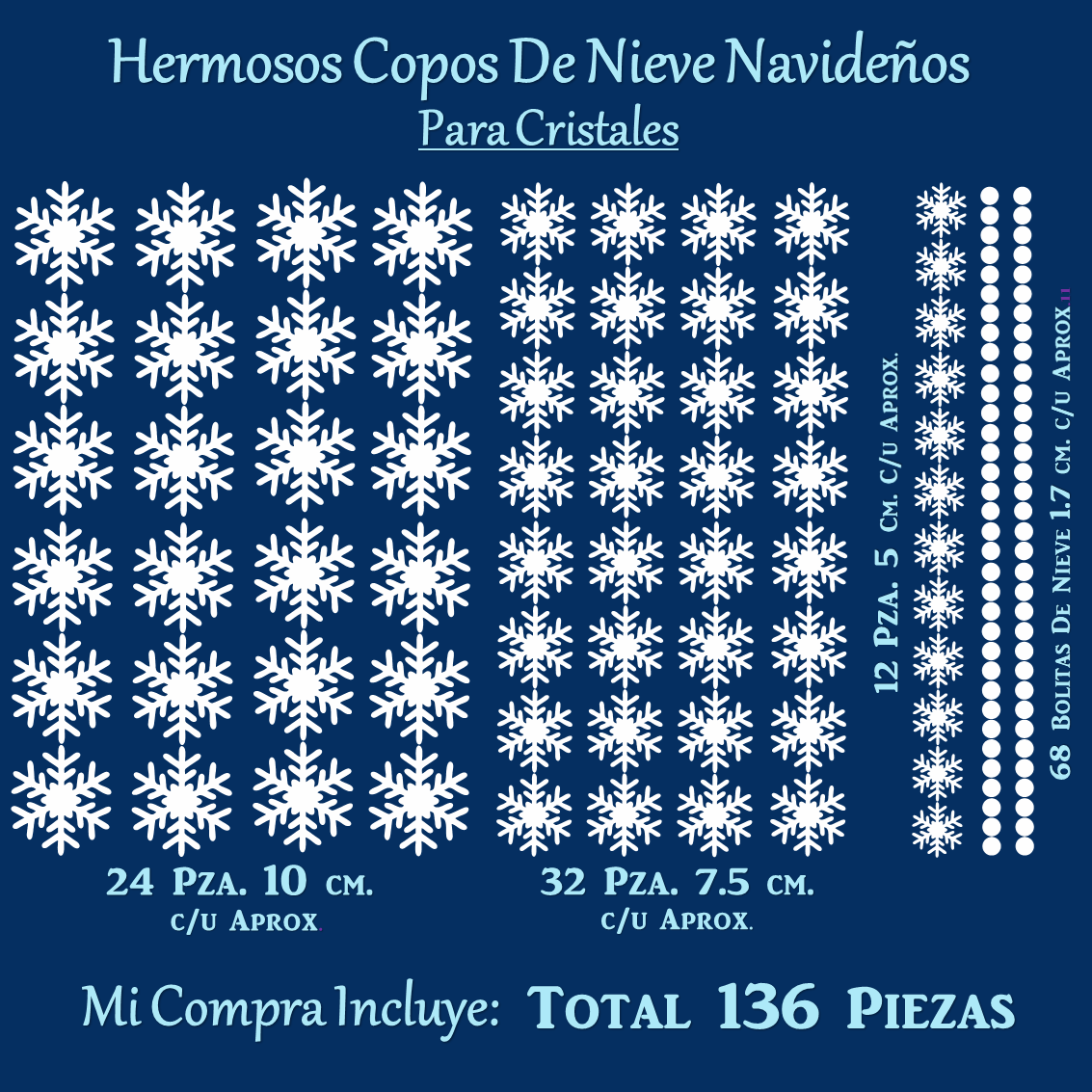 Copos De Nieve Navideños Reutilizables Adorno Para Ventanas, Aparadores