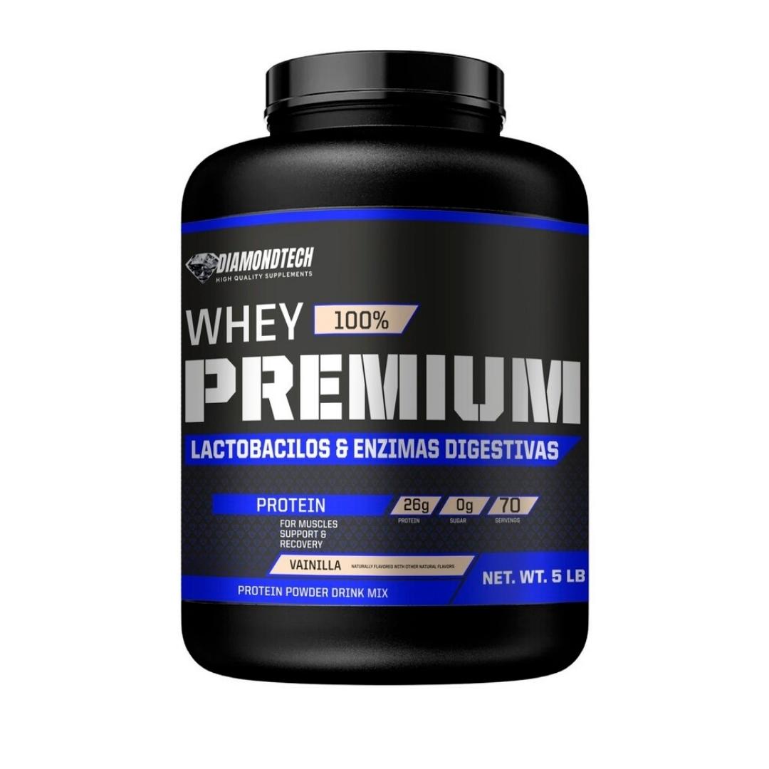 Proteína Whey Premium 5lbs (2.27kgs) con lactobacilos gasseri & enzimas digestivas DIAMONDTECH VAINILLA