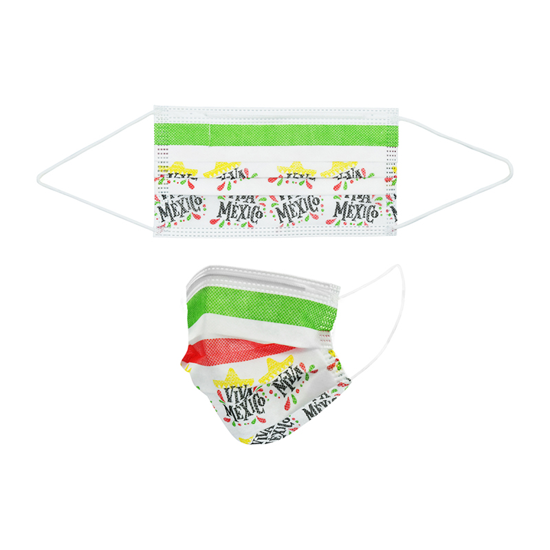 Cubrebocas de Colores Patrios, Cubrebocas Tricapa Termosellado Mexico 50 pzas