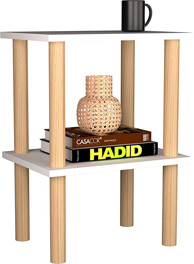 Mesa de lámpara Auxiliar Mango, Mueble de Cuarto y Sala Moderno, Estilo, 55.2 cm Altura x 40 cm Ancho x 30 cm Fondo. Mesa Almacenamiento de Librero o Armario de Organizar. Estantería de Mesa de café.
