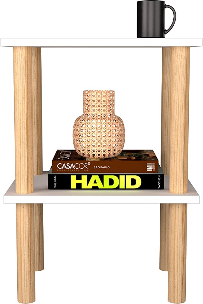 Mesa de lámpara Auxiliar Mango, Mueble de Cuarto y Sala Moderno, Estilo, 55.2 cm Altura x 40 cm Ancho x 30 cm Fondo. Mesa Almacenamiento de Librero o Armario de Organizar. Estantería de Mesa de café.