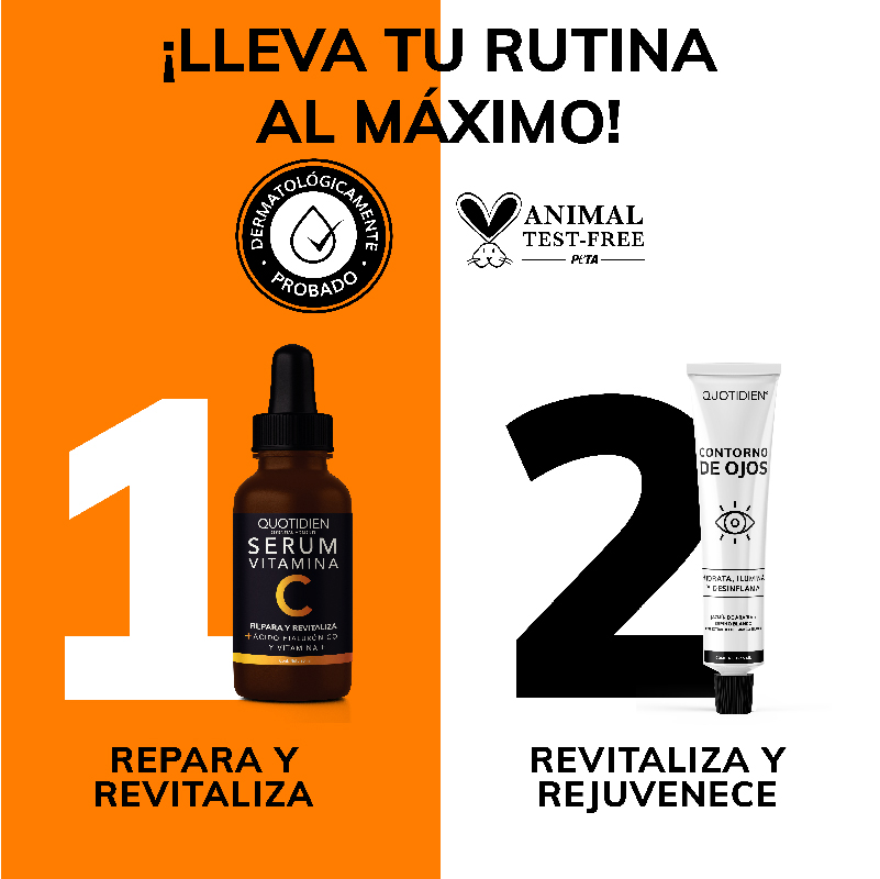 Kit Gel Contorno de Ojos + Serum Vitamina C y Suero Acido Hialuronico Skin Care Facial Quotidien
