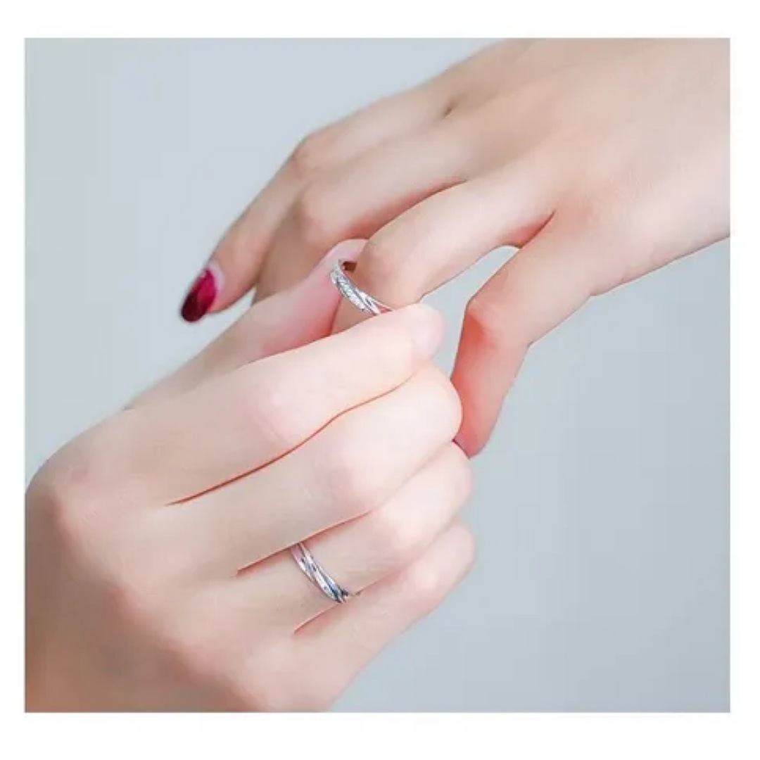 2 Anillos De Compromiso De Pareja De 925 Plata Ajustable.