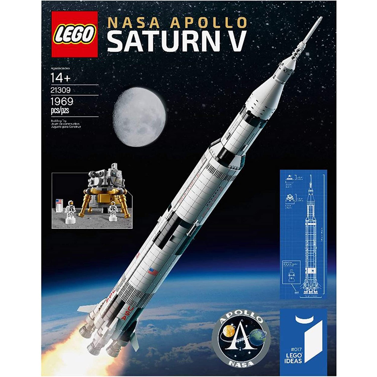 Nave Espacial Lego Nasa Saturno V Apolo, 1969 Pzas, 1 Metro