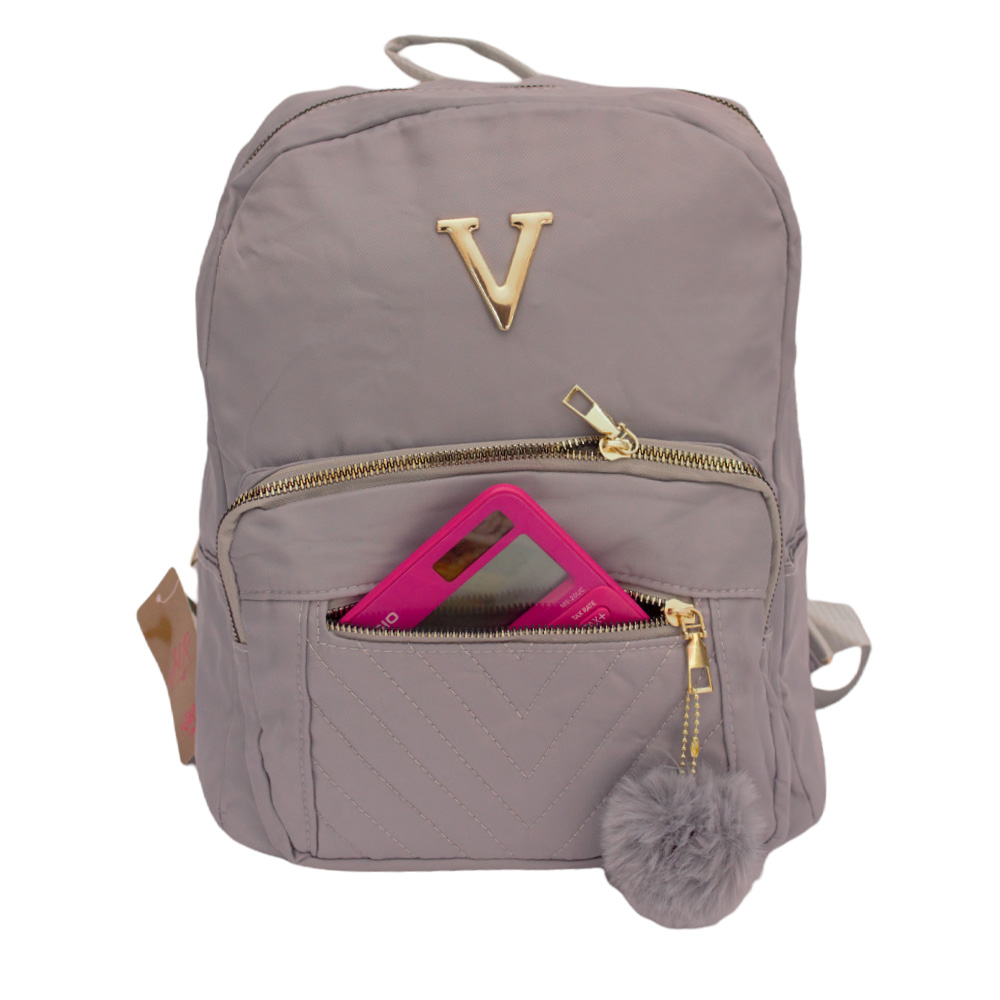 Mochila Escolar P/dama Niña Primaria Secundaria Moda Casual Color Gris