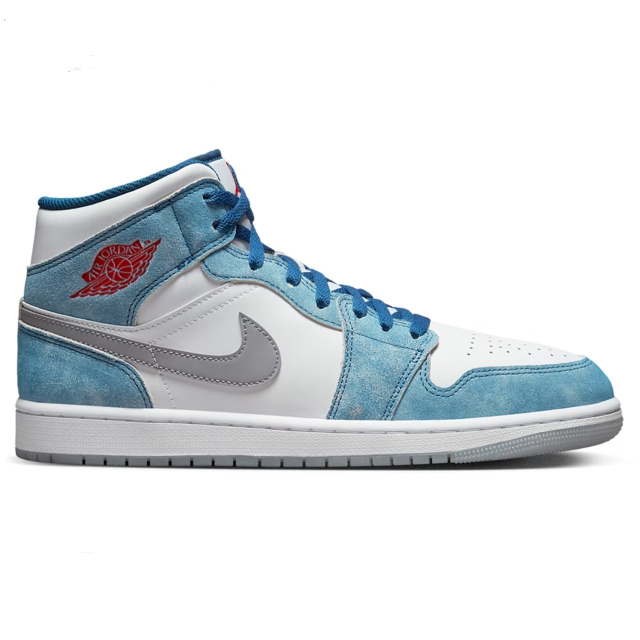 Jordan 1 Mid French Blue Fire Red