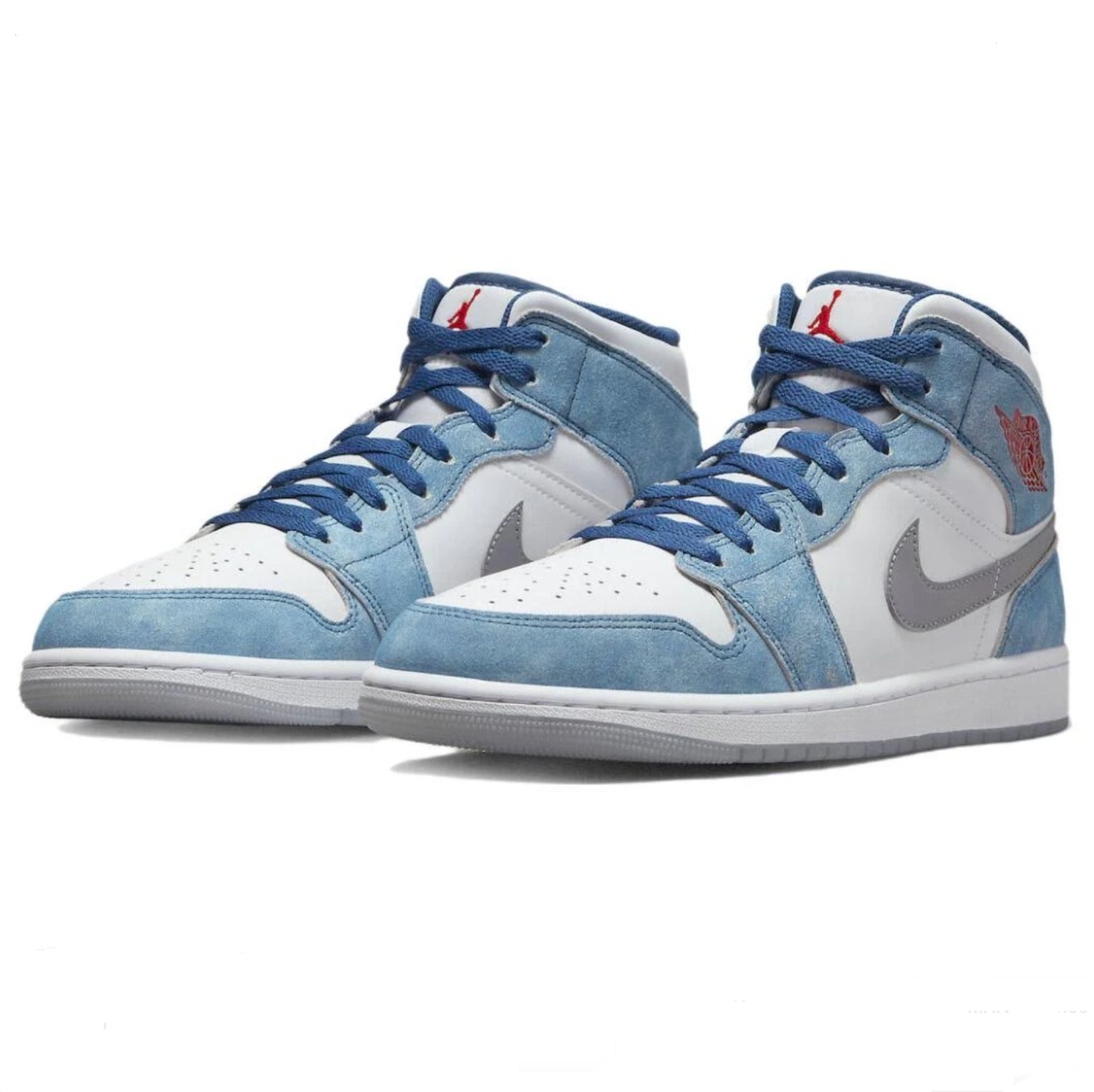 Jordan 1 Mid French Blue Fire Red