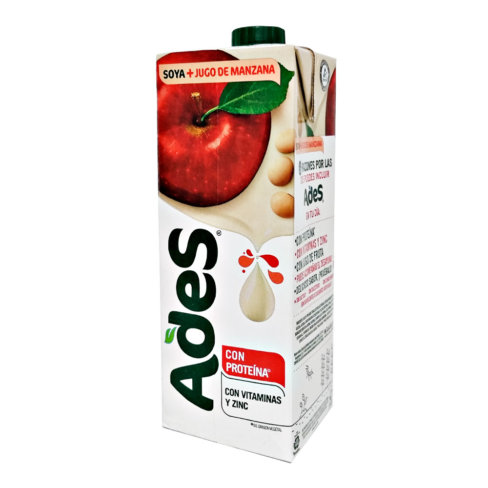 Leche De Soya Ades Sabor Manzana 946ml Jugo Especial