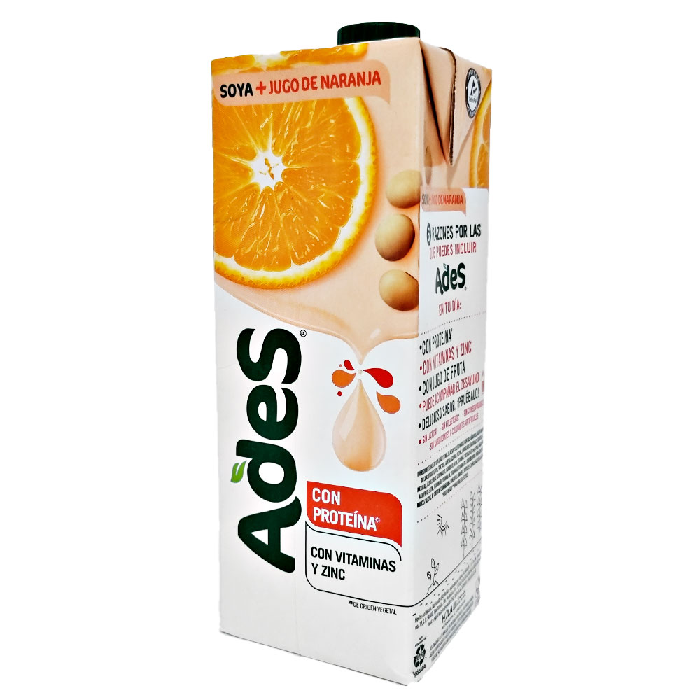 Leche De Soya Ades Sabor Naranja 946ml Jugo Especial