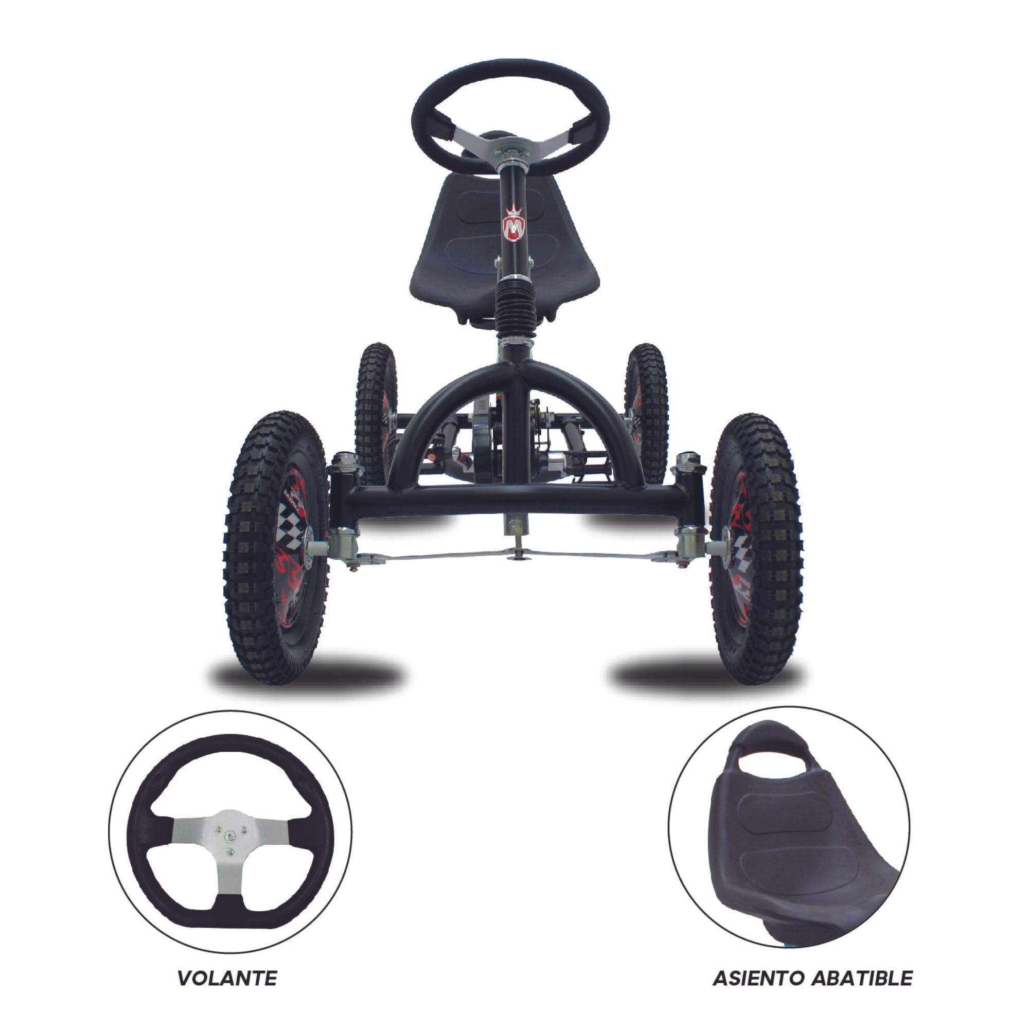 Go Kart Para Niño Top Kart Con Suspensión Rodada 12 Monk Negro