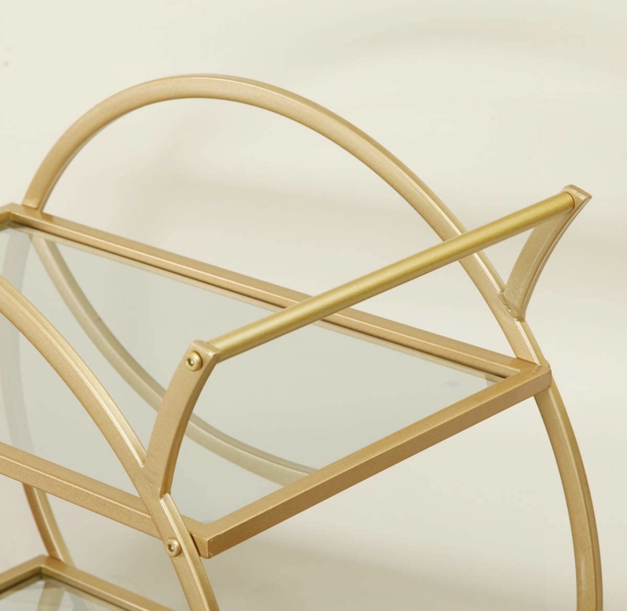 Carrito De Servicio Bar Dorado, Con Espejo