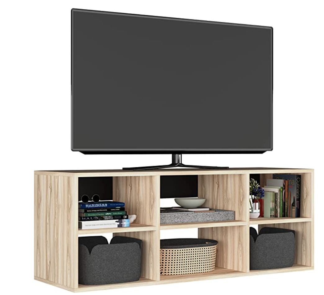 Zen Mueble de TV Moderno Café Minimalista para casa, recamara u Oficina, 46 cm Altura x 120 cm Ancho x 40 cm Fondo. Mesa Auxiliar de Almacenamiento Tipo Librero o Armario para Organizar.